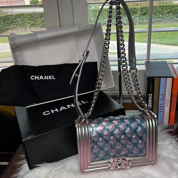 CHANEL MERMAID BOY BAG PURPLE 18S SMALL IRIDESCENT WATER FLAP Ultra Limited SSC - Picture 4 of 17